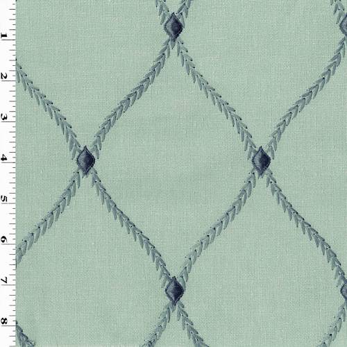 Stone Blue/Gray Diamond Embroidered Basketweave Decorating Fabric DFW54402