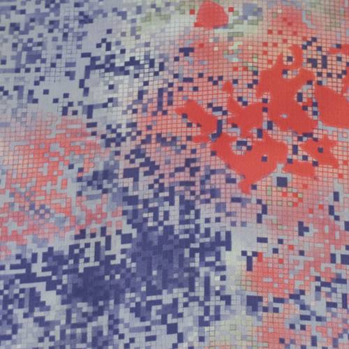 Purple/Coral/Gray Abstract Pixel Charmeuse 75672