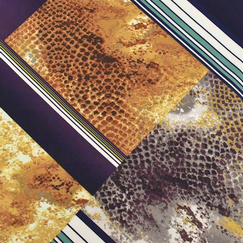 Purple/Brown/Multi Snake Stripe Print Peachskin 75693