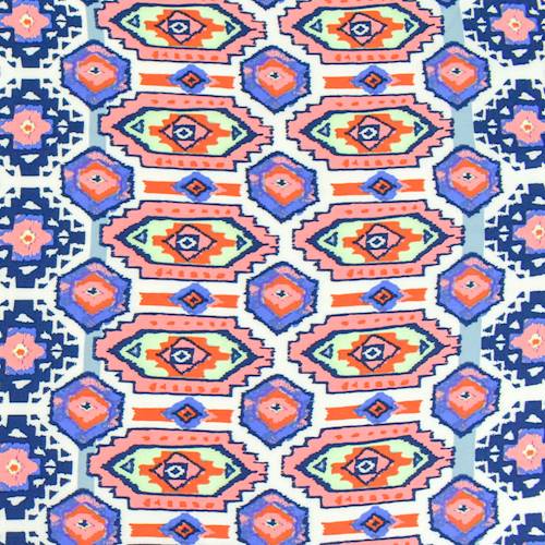 Coral/Blue/Multi Aztec Print Challis 75631