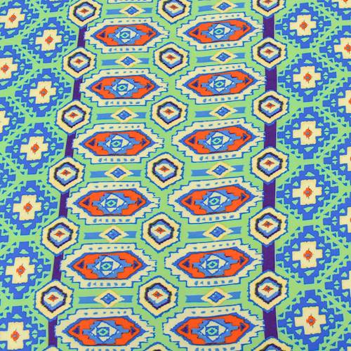 Mint Green/Orange/Multi Aztec Print Challis 75635