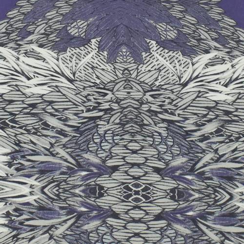 Mauve Purple/Ivory/Multi Feather Print Peachskin 75621