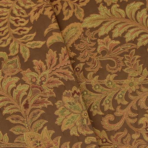 Brown/Copper Leaf Paisley Jacquard Home Decorating Fabric DFW54956