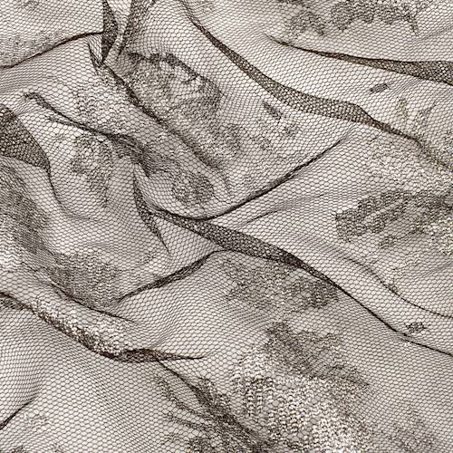 Brown/Metallic Silver Floral Mesh 75748