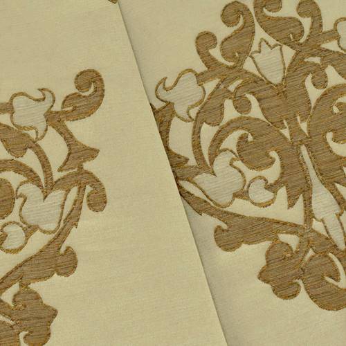 Deep Beige/Caramel Baroque Crest Jacquard Decorating Fabric DFW54449