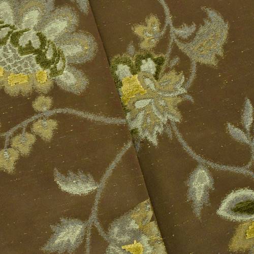 Deep Avocado Green/Multi Floral Jacquard Decor Fabric DFW54462