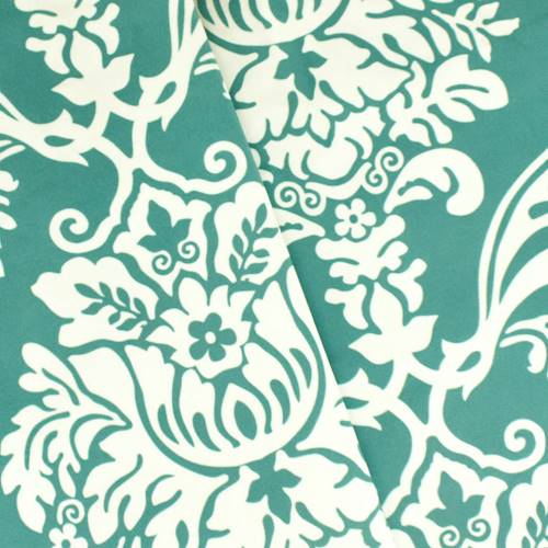 Teal/White Morgan Reanna Print Velveteen Performance Fabric dfw54488