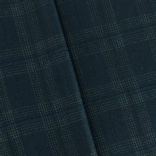 Navy/Green/Black Wool Plaid Twill Jacketing 76007