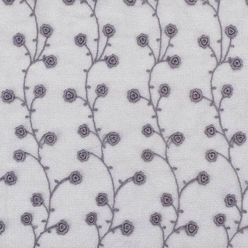 Mauve Purple/Metallic Silver Sparkle Floral Embroidered Mesh 76173
