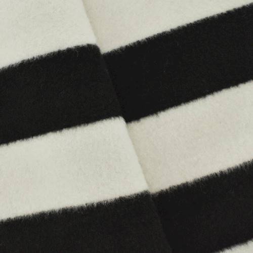 Black/Powder White Brushed Wool Stripe Coating 76185