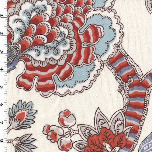 Red/Multi P Kaufmann Floral Print Jacquard Decorating Fabric DFW54552