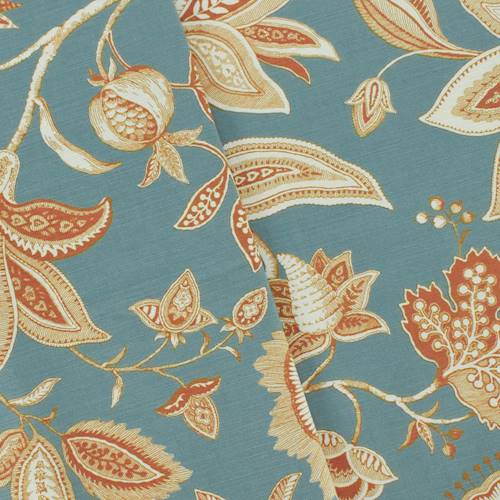 Stone Blue/Ginger/Ivory P Kaufmann Floral Print Decor Fabric DFW54577