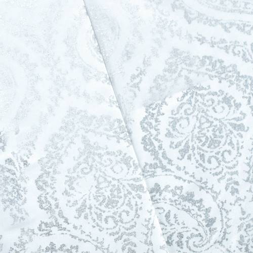 White/Silver Paisley Print Rib Woven Home Decorating Fabric DFW54587