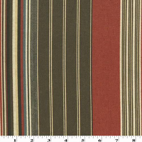 Brick Red/Brown/Multi Stripe Print Canvas Decorating Fabric DFW54588