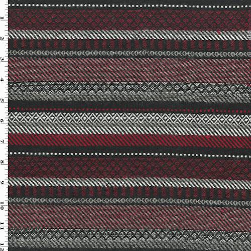 Red/Black/Multi Brush Patterned Stripe Dobby Jacketing 76275