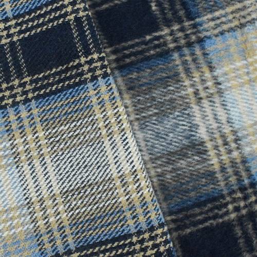 Natural Beige/Navy/Multi Brushed Plaid Coating 76267
