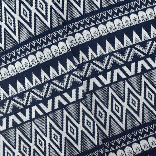 Navy Blue/White Tribal Stripe Double Knit 76280