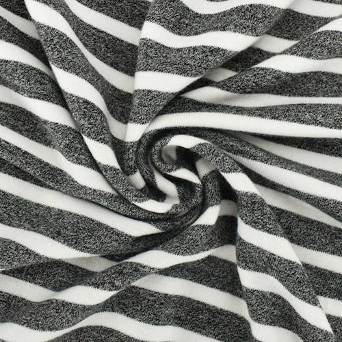 Charcoal Heather Gray/White Stripe Baby French Terry Knit 76558