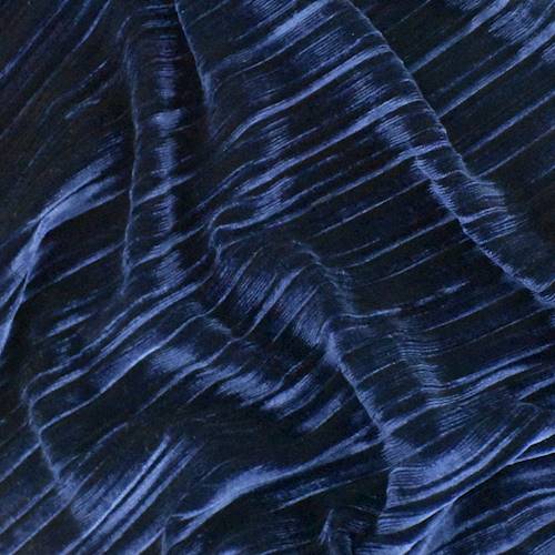 Dark Navy Blue Burnout Pleat Velvet Knit 76481