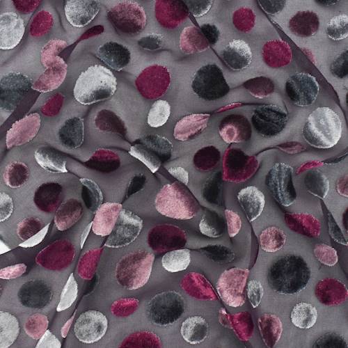 Sangria Purple/Silver/Multi Burn Out Velvet Polka Dots Chiffon 76154