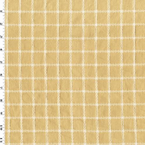 Butterscotch Yellow/White Cotton Grid Dobby Decorating Fabric DFW54619