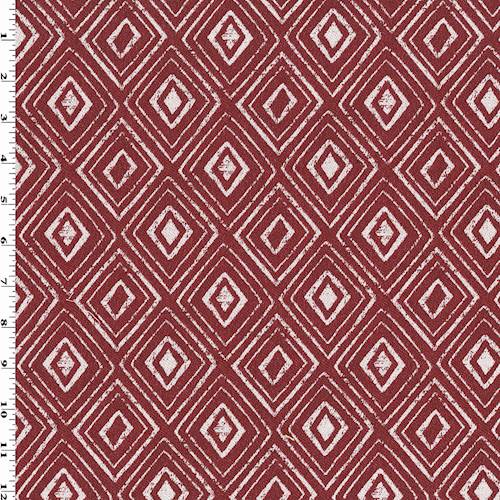 Garnet Red/White Diamond Damask Home Decorating Fabric DFW54629