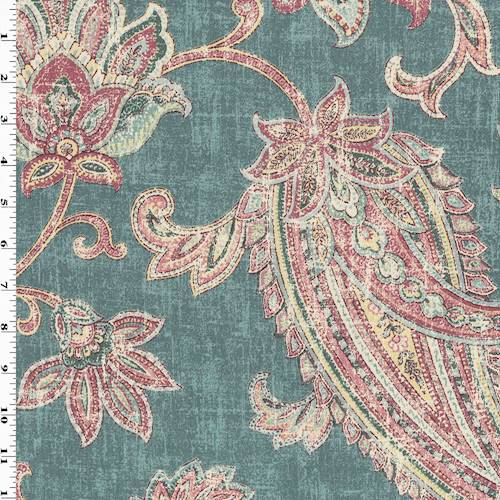 Deep Teal/Multi P Kaufmann Paisley Print Decorating Fabric DFW54655