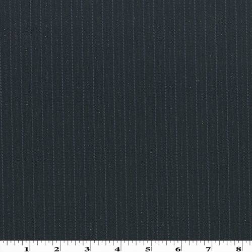 Midnight Black/Blue Sparkle Wool Stripe Twill Suiting 76627