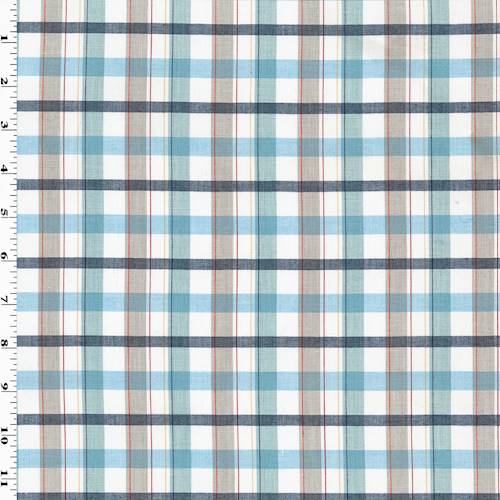 Sky Blue/Taupe/Multi Plaid Shirting 76820