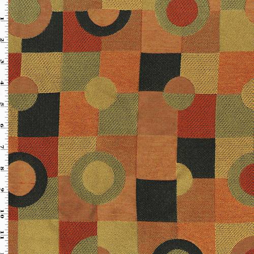 Orange/Multi Circle Square Jacquard Home Decorating Fabric DFW54741