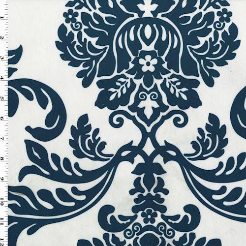 White/Teal Morgan Reanna Print Velveteen Performance Fabric DFW54751