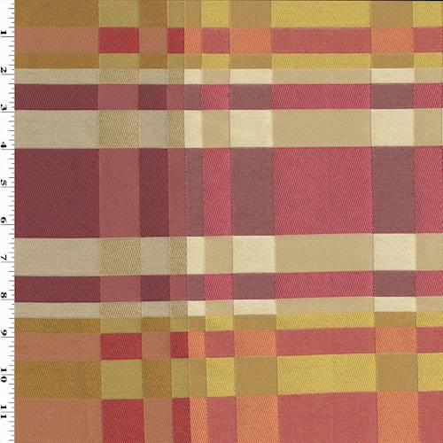 Orange/Red/Multi Abstract Checkered Jacquard Decor Fabric DFW54992