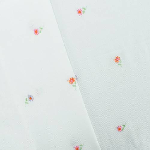 White/Purple/Multi Flower Embroidered Dobby 77265