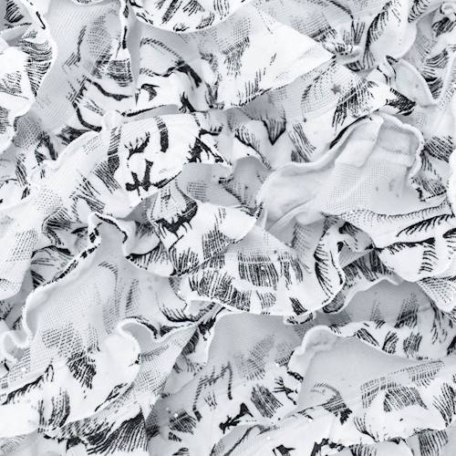 Pure White/Black/Silver Sparkle Texture Print Ruffle Knit 77313