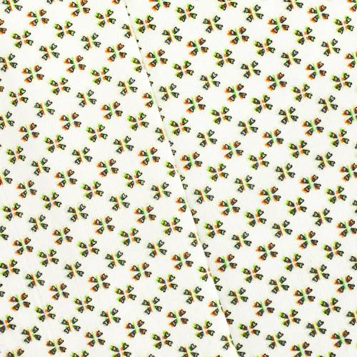 Cream White/Multi Clover Print Stretch Twill 77062