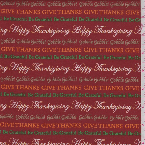 *1 YD PC--Harvest Red Thanksgiving Print Cotton