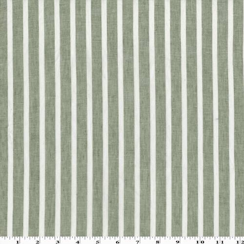 Dusty Olive/White Linen/Cotton Stripe Voile 77159