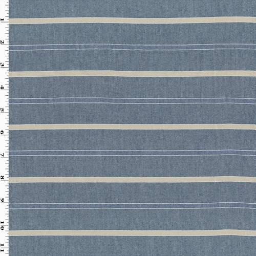 Blue/Beige/White Cotton Stripe Jacketing 77161