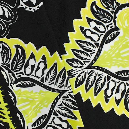 Yellow/Black Abstract Baroque Print Faille 76917