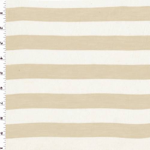 Sand Beige/White Rayon/Linen Blend Stripe Twill 77190