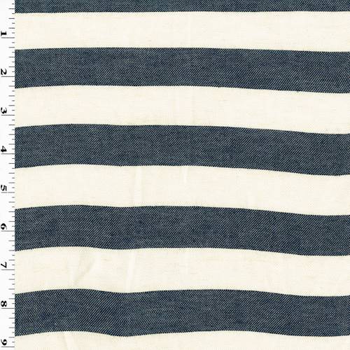 Dark Navy/White Rayon/Linen Stripe Twill Shirting 77223