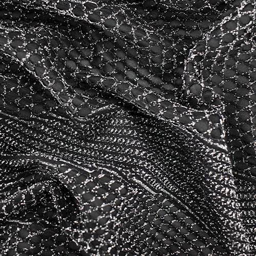 Black/Silver Sparkle Hexagon Mesh Knit 77087
