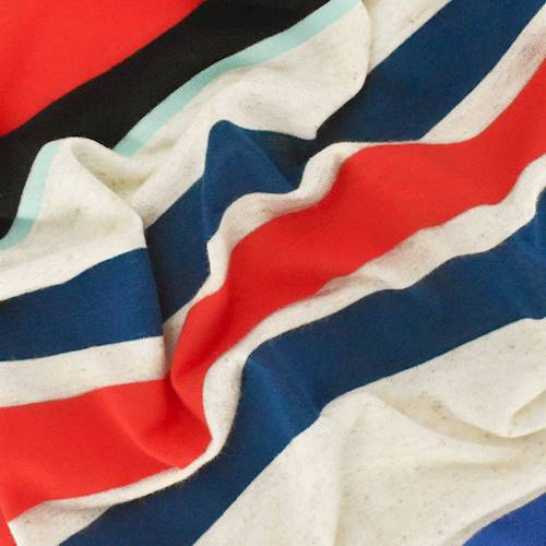 Teal/Orange/Multi Stripe Slub Jersey Knit 77175
