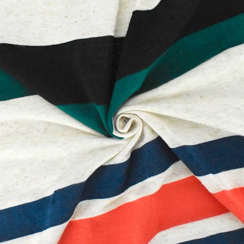 Navy/Orange/Multi Stripe Slub Jersey Knit 77176