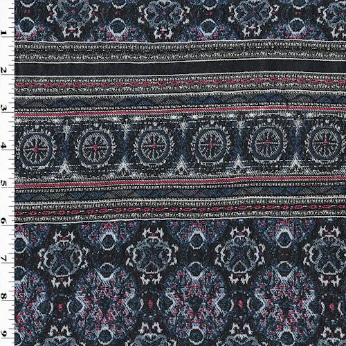 Navy/Red/Multi Medallion Stripe Jacquard 77125