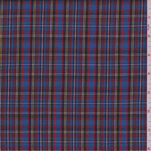 *3 3/8 YD PC--Blue/Red Multi Plaid Shirting