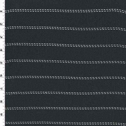 Black/White Stitch Stripe Twill Shirting 77107