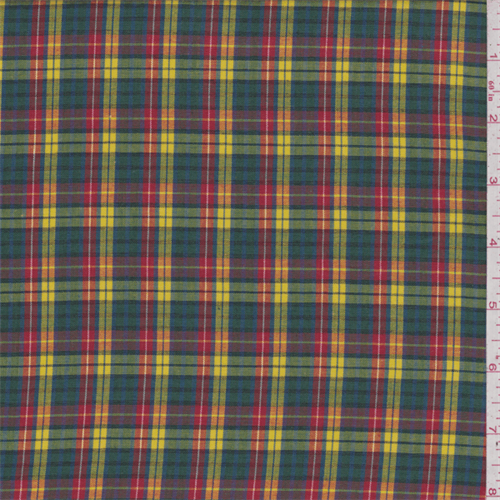 *2 3/8 YD PC--Spruce Green/Yellow Plaid Shirting