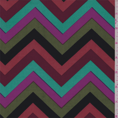 *3 YD PC--ITY Green/Orange Multi Chevron Jersey Knit
