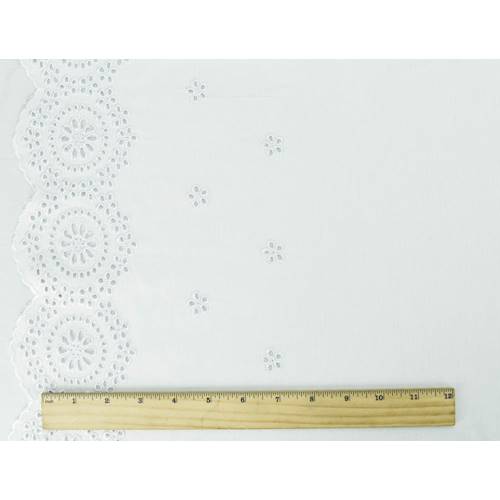 *2 7/8 YD PC--White Floral Scallop Embroidered Eyelet Dobby